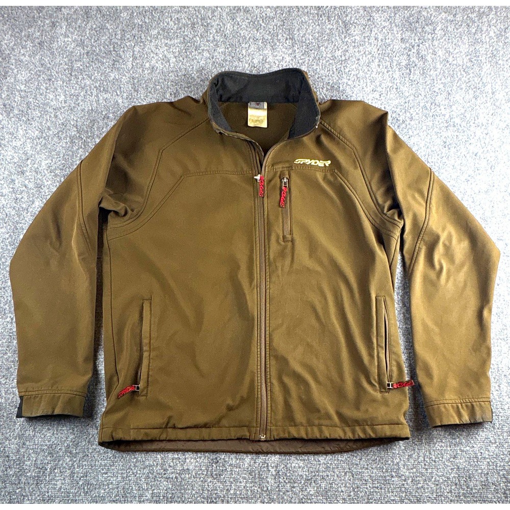 Spyder Men's Performance Softshell Full Zip Jacket Brown Fleece Lined